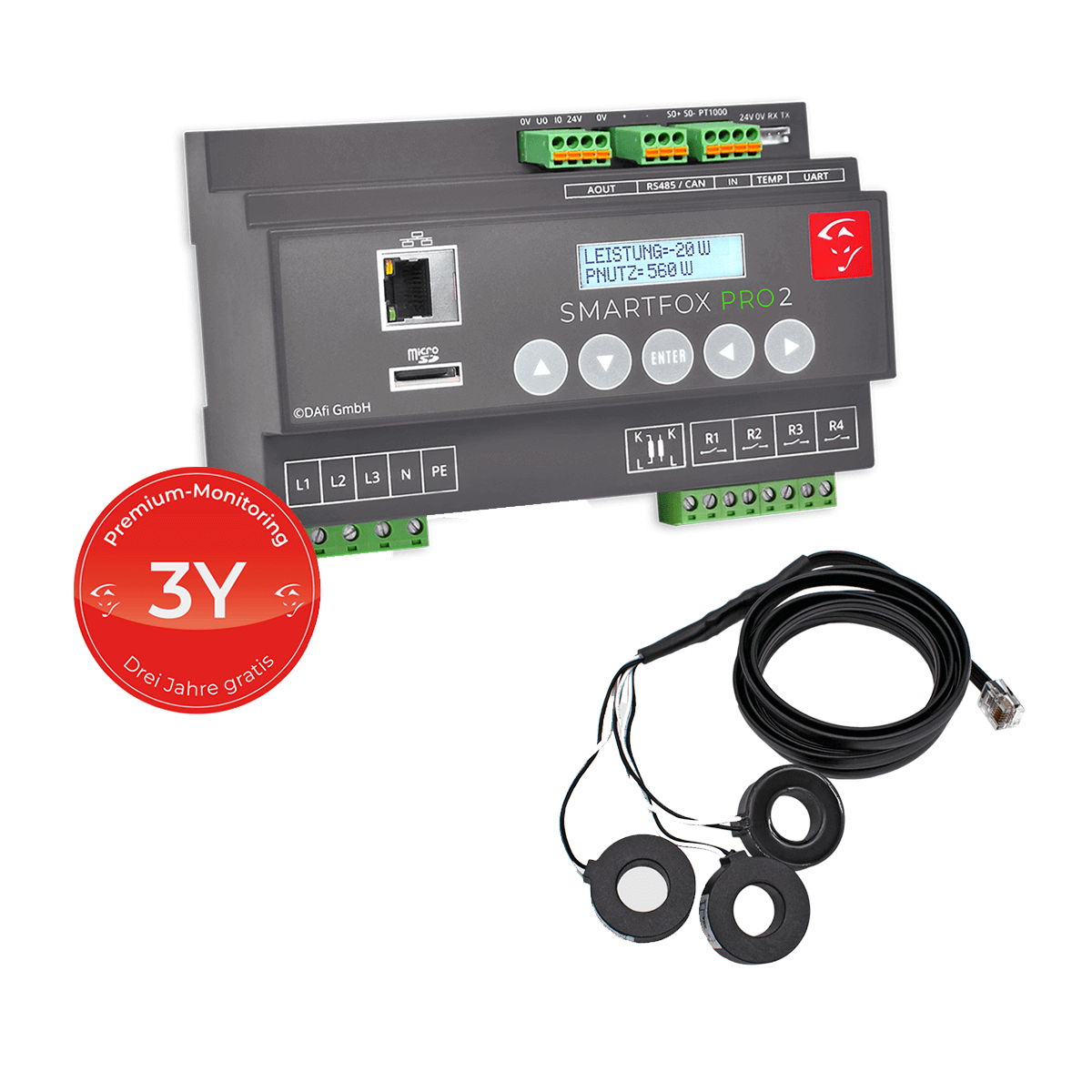SMARTFOX Pro 2 Energiemanager inkl. Stromwandler 80A 3Y