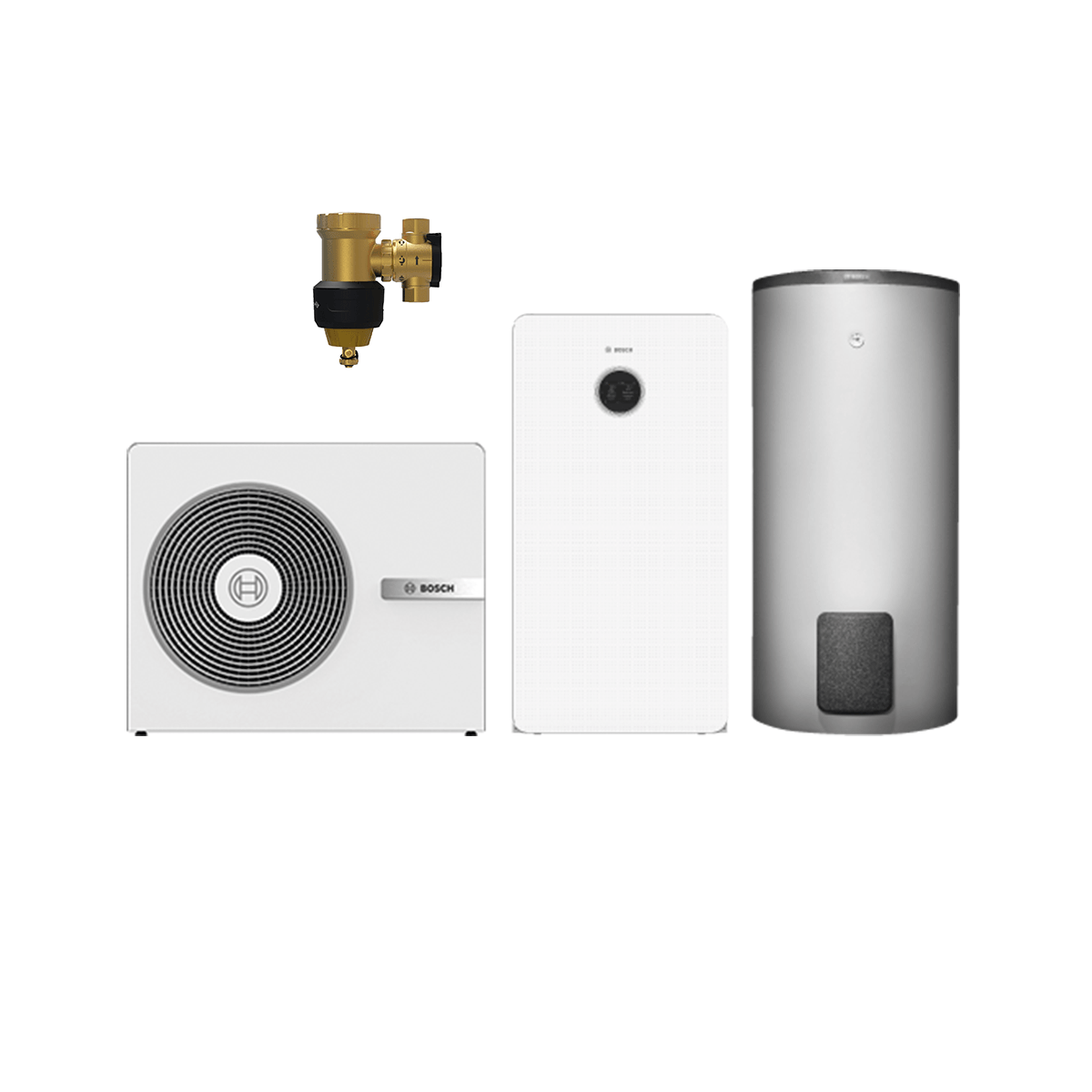 Bosch Monoblock CS8800iAW 13 O-T 13 kW, weiß, Komplettsystem mit Warmwasserspeicher und integriertem Puffer