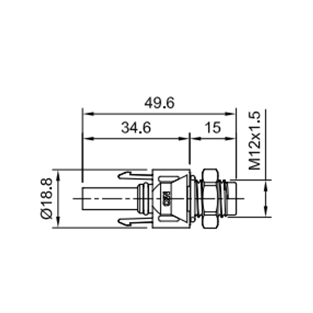 Stäubli PV-ADBP4-S2-UR/6 - Aufbaudose MC4 für 4/6 mm2 - Technische Zeichnung