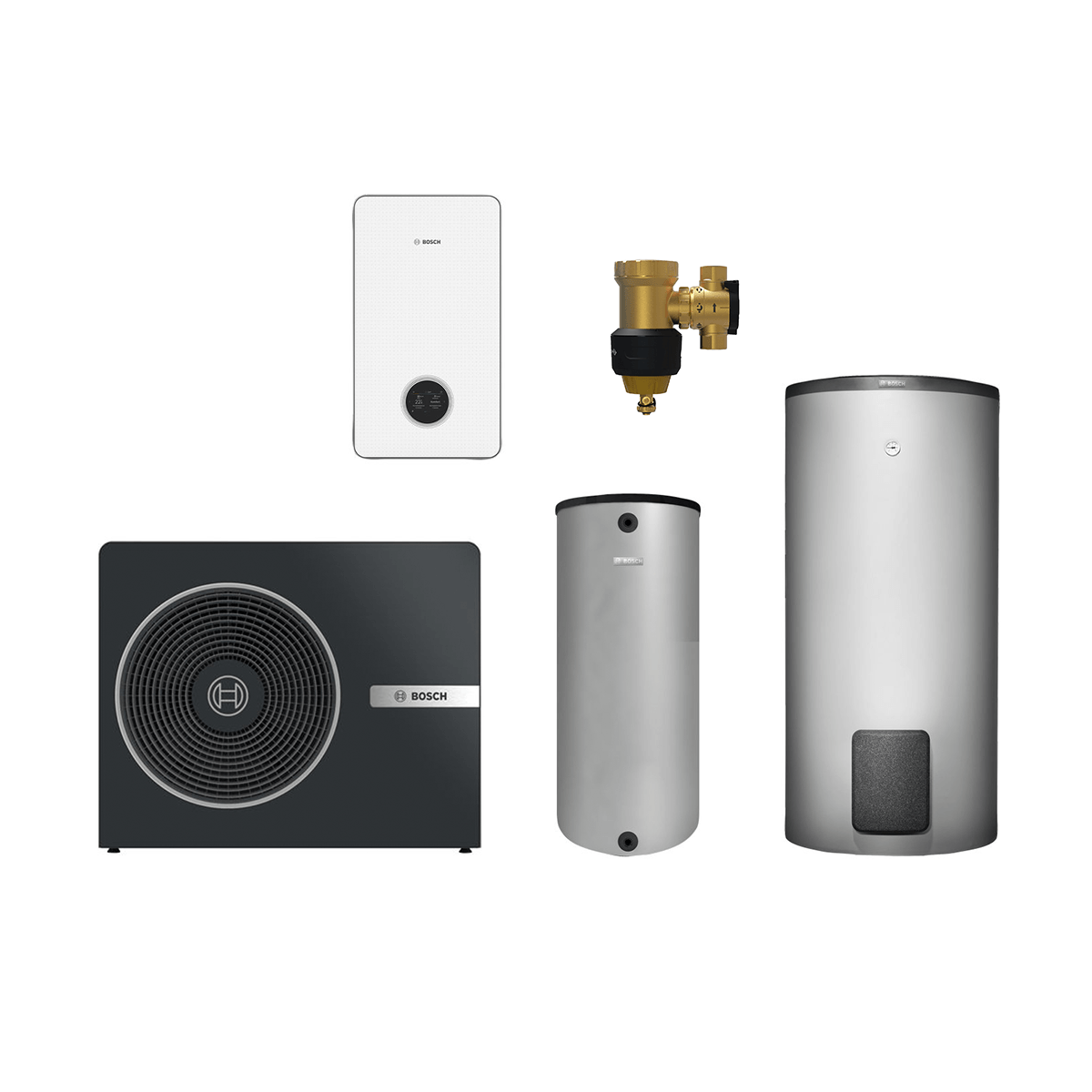 Bosch Monoblock CS8800iAW 15 O-T 15 kW, schwarz, Komplettsystem mit Kompaktmodul, Warmwasser- und Pufferspeicher  