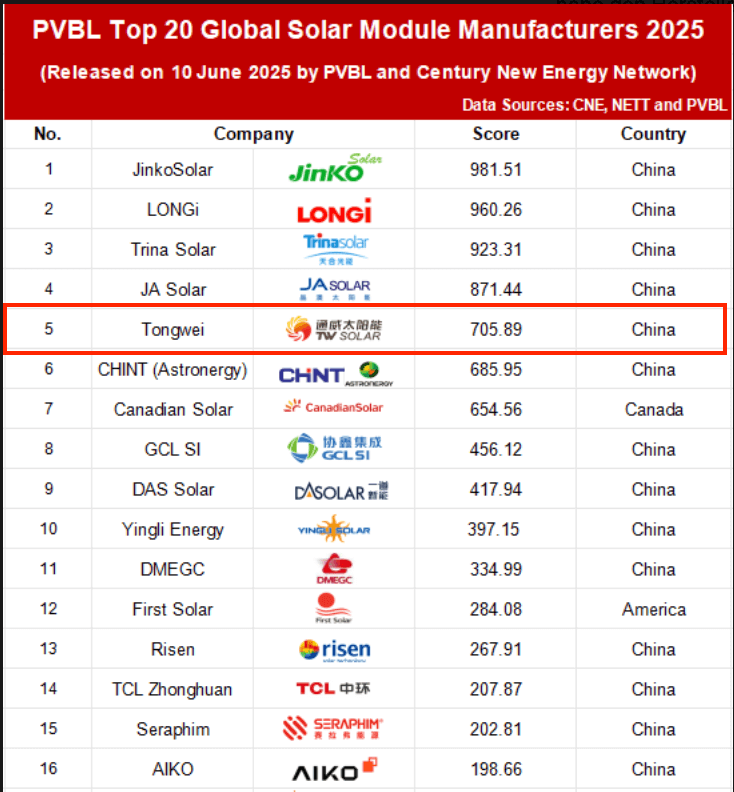 Tongwei PVBL Top 20 2025 TW Solar Doppelglas TWMNH-48HW 465W