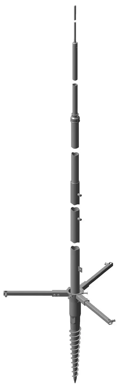 DEHN Tele-Blitzschutzmast mit Schraubfundament Höhe 10000mm