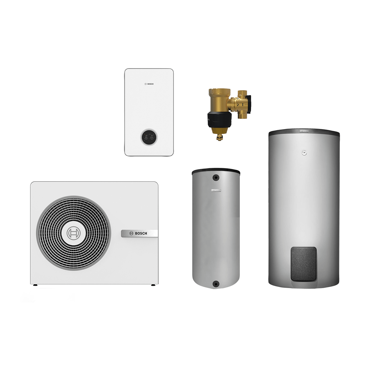 Bosch Monoblock CS8800iAW 13 O-T 13 kW, weiß, Komplettsystem mit Kompaktmodul, Warmwasser- und Pufferspeicher  
