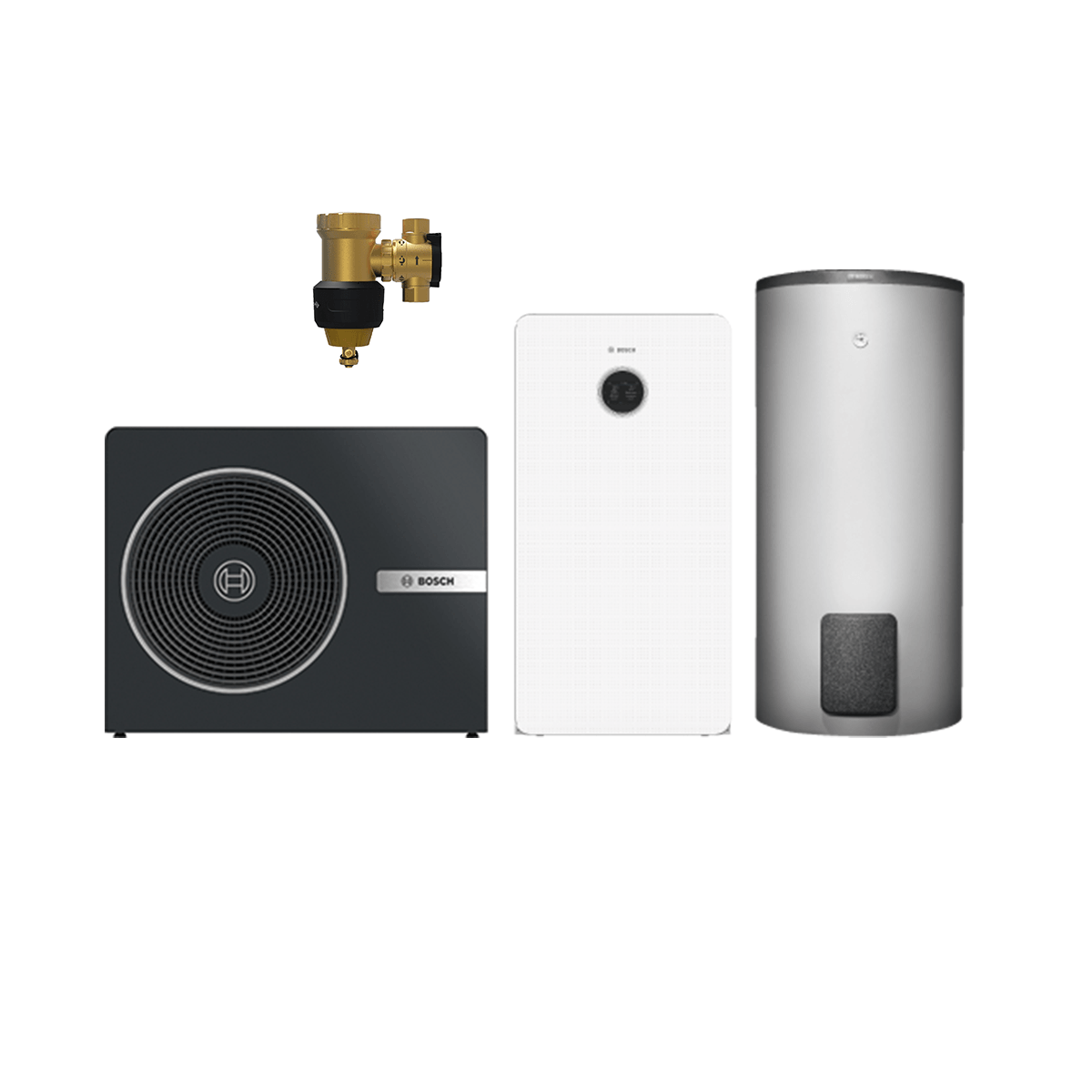 Bosch Monoblock CS8800iAW 13 O-T 13 kW, schwarz, Komplettsystem mit Warmwasserspeicher und integriertem Puffer
