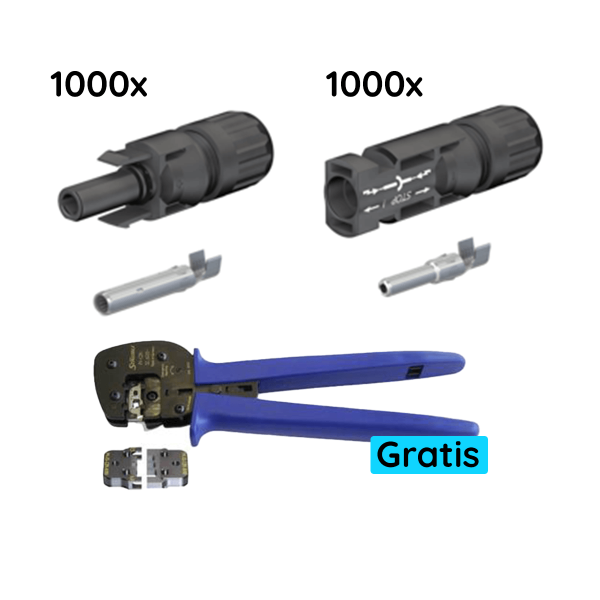 Stäubli MC4 2 4-6 mm² I, Da 5-6 mm Stecker + Buchse + Gratis Crimpzange